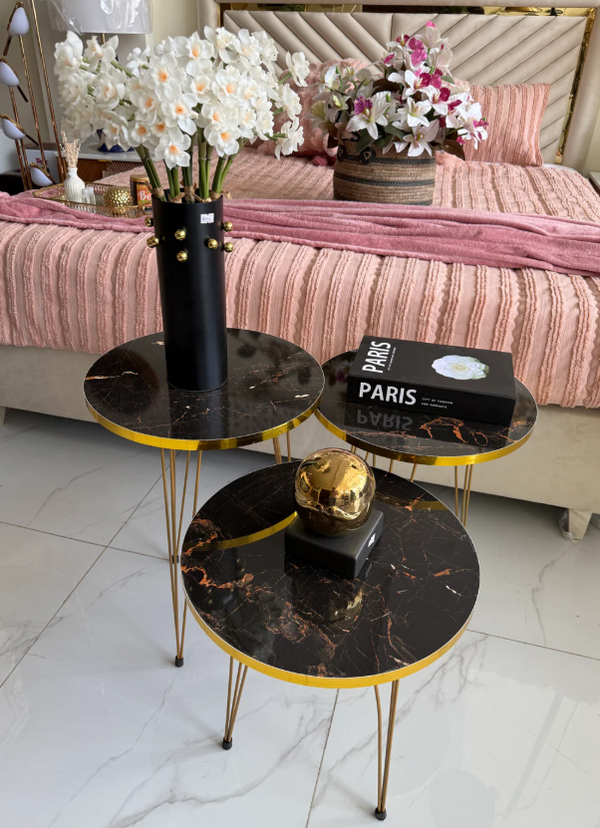 Black Coffee/Decor Table Set of 3