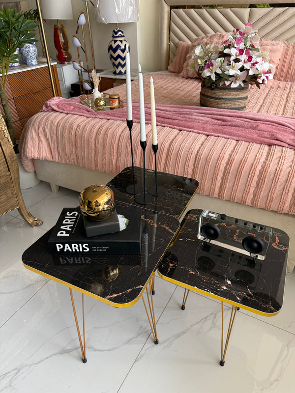 Square Black Coffee/Decor Table Set of 3