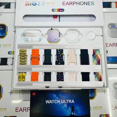 I20 Ultra Max Suit Smart Watch 10 in 1 in One Box 2.3inch Large Screen Smart Watch with Earbuds