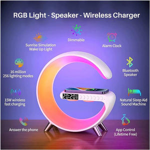 RGB G-LAMP  FAST WIRELESS CHARGING  BLUETOOTH SPEAKER G-63 Gadget Bazaar