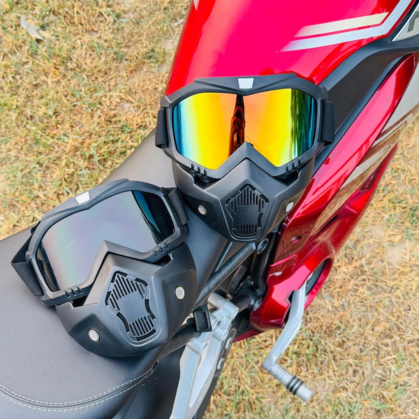 🔥 Tactical Rider Face Mask with Goggles 😎 | Dustproof, Windproof & Stylish Protection for Bikers 🏍️